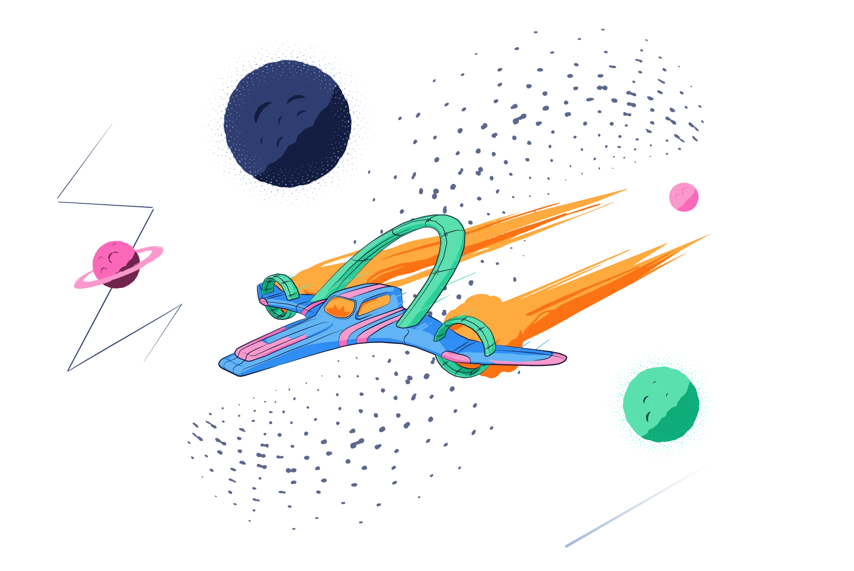 illustration spaceship planets OpenText Core SCA